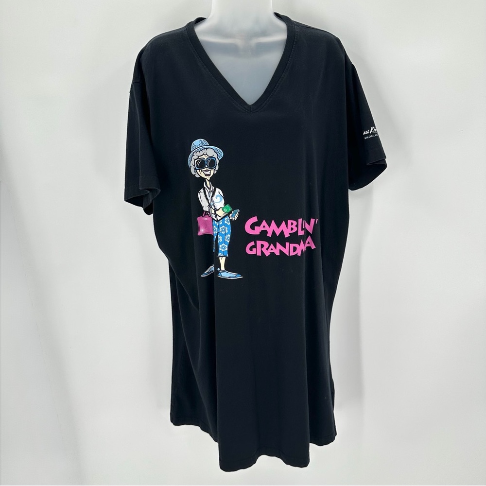Beau Rivage Sleepshirt 2X Womens Black “Gamblin' Grandma" Tunic Tee Graphic READ